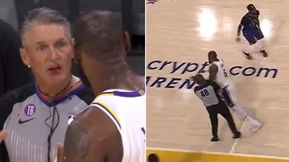 La jugada de la que habla toda la NBA: LeBron James golpeó a un árbitro en pleno partido y le provocó un corte en su boca