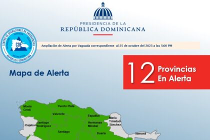 COE eleva a 12 las provincias en alerta verde por aguaceros