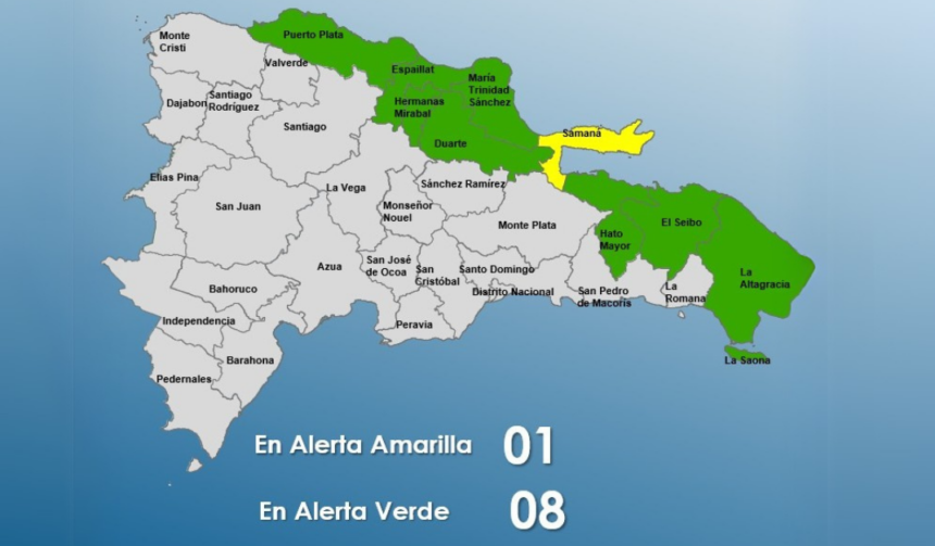 COE mantiene a Samaná bajo alerta amarilla y otras 8 provincias en verde