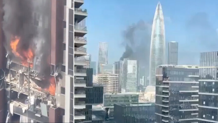 Una potente explosión ocurre en un rascacielos de China (VIDEOS)