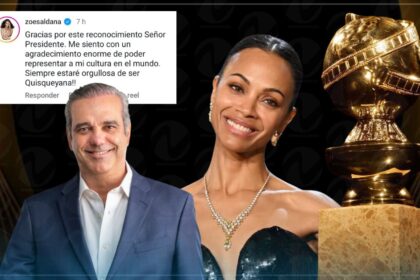 Zoe Saldaña expresa agradecimiento al presidente Abinader por su reconocimiento tras ganar el Golden Globe