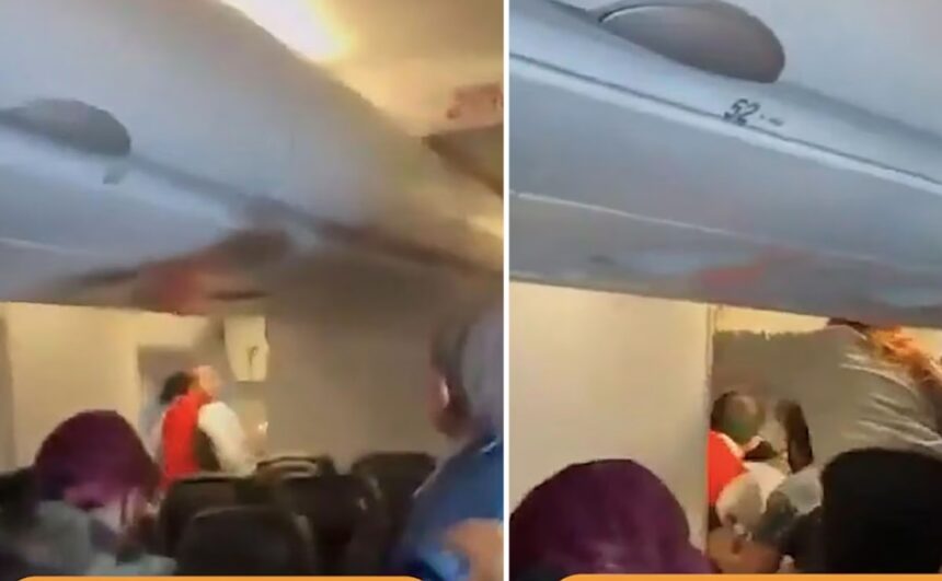 VIDEO: Pánico en pleno vuelo tras intento de un pasajero de abrir la compuerta del avión