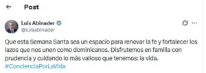 Presidente Abinader envía mensaje de reflexión por Semana Santa 2026