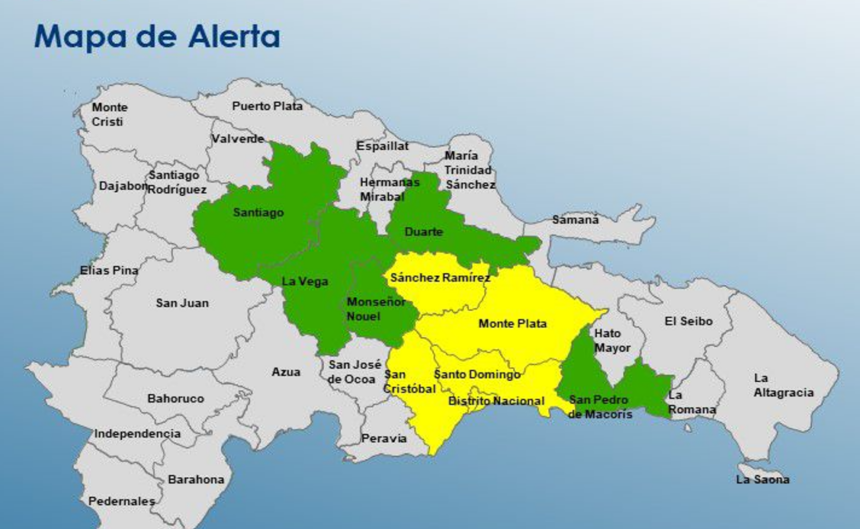 COE eleva el DN y 4 provincias a alerta amarilla; 5 están en verde