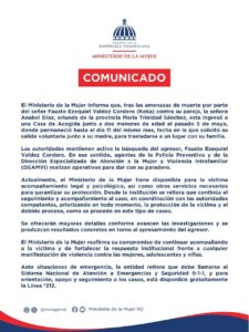 Autoridades activan búsqueda de Keka por presuntas amenazas a su pareja