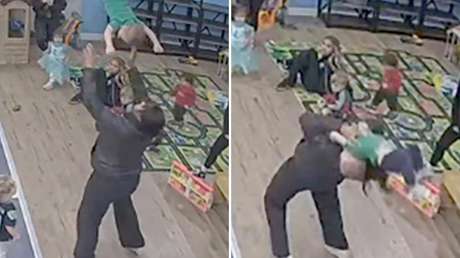 FUERTE VIDEO: Cuidadora lanza a un bebé por los aires, lo deja caer al suelo y lo aplasta con su cuerpo