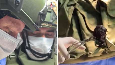 Peligrosa operación con chalecos antibalas: médicos militares rusos extraen un artefacto explosivo de un soldado (VIDEO)