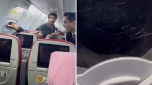 Destroza el panel de una salida de emergencia y desata el pánico en pleno vuelo (VIDEO)