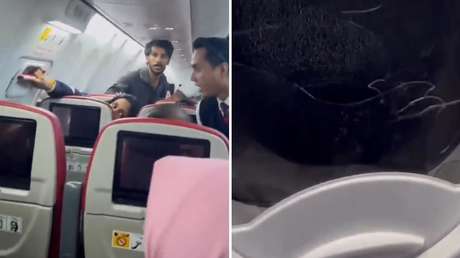 Destroza el panel de una salida de emergencia y desata el pánico en pleno vuelo (VIDEO)