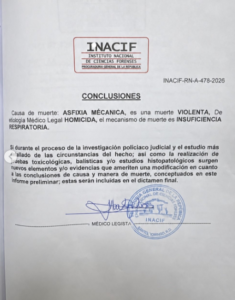 Inacif establece preliminarmente que Albert de Jesús Aracena sufrió una “muerte violenta”