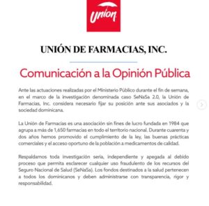 Unión de Farmacias respalda pesquisa de SeNaSa 2.0-A y reclama transparencia 7 Unión de Farmacias respalda pesquisa de SeNaSa 2.0-A y reclama transparencia