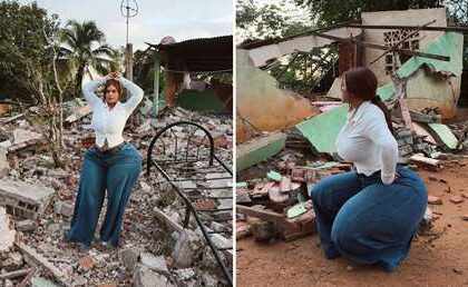Una 'influencer' es blanco de críticas por posar ante escombros tras terremoto en Panamá