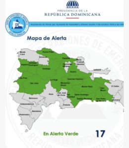 COE mantiene en alerta verde a 17 demarcaciones por efectos de vaguada